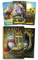 Tarot of the Owls deck by Pamela Chen, featuring mystical owl illustrations and vibrant nature scenes for spiritual guidance.