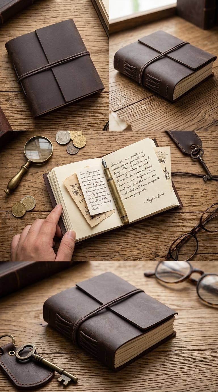 Handmade Leather Pocket-Friendly Miniature Diary: Dark Brown