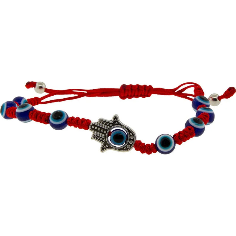 Adjustable Bracelet Red - Evil Eye w/ Fatima Hand