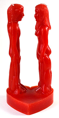 Red Face to Face Candle 8"