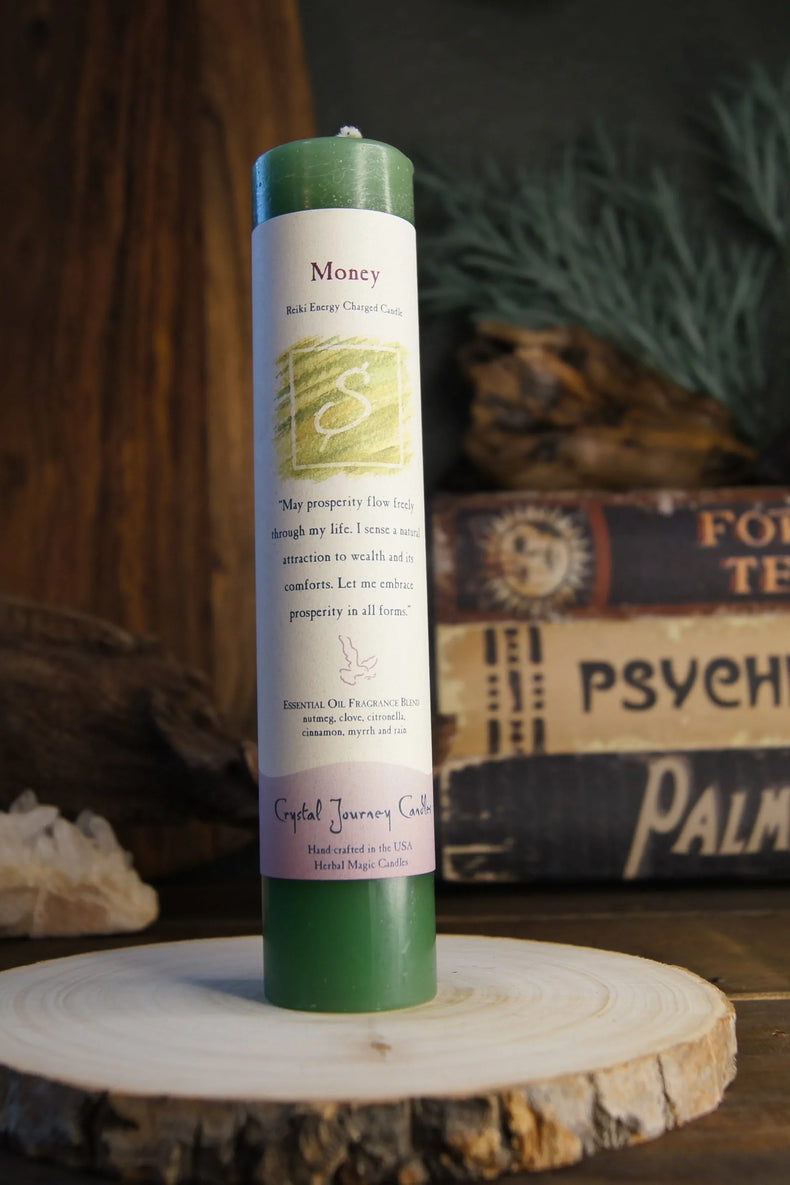 Reiki Herbal Pillar Candle - Money