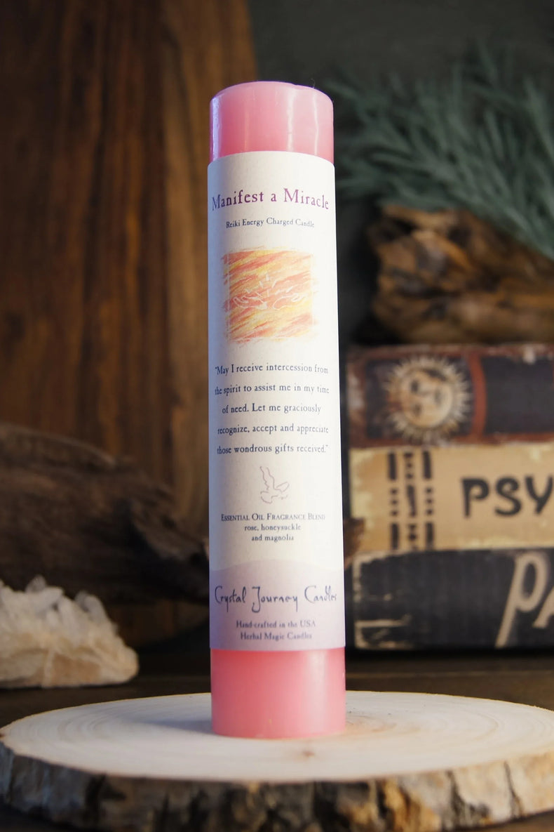 Reiki Herbal Pillar Candle - Manifest A Miracle
