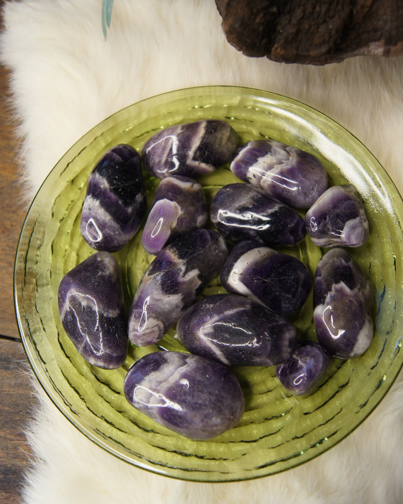 Amethyst Chevron Tumbled | Intuition + Balance