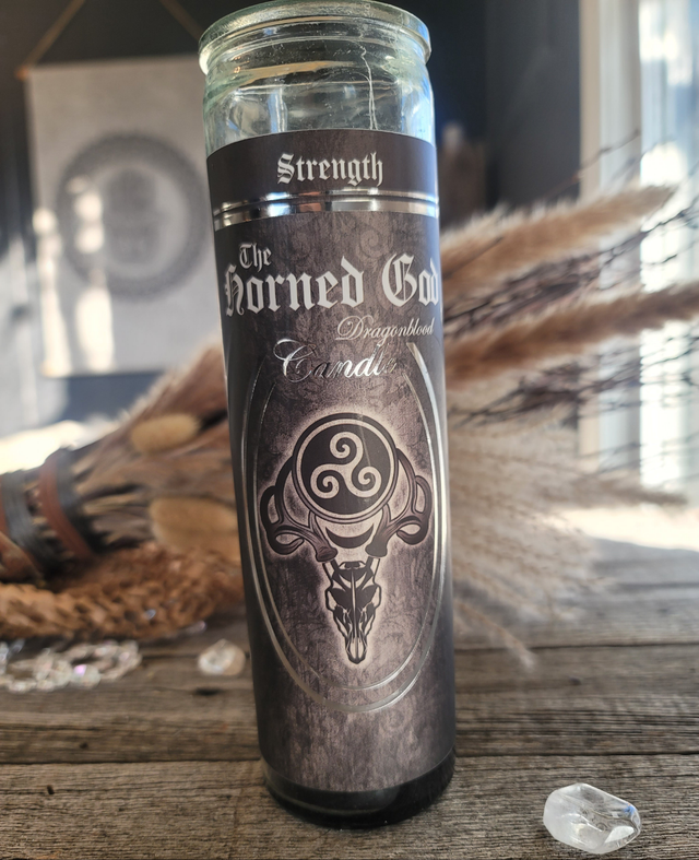 7 Day Glass Ritual Candle - the Horned God - Dragonblood