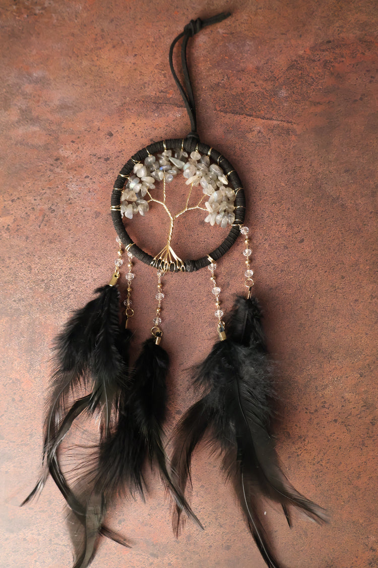 Sun Catcher | Tree of Life Crystal with Feathers