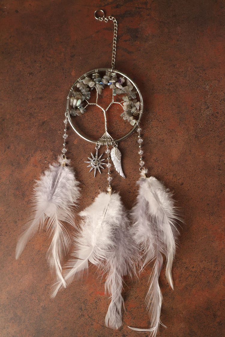Sun Catcher | Tree of Life Crystal with Feathers