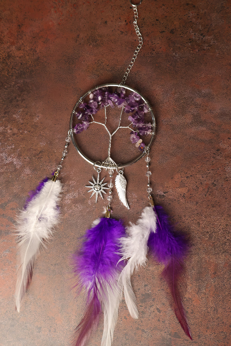 Sun Catcher | Tree of Life Crystal with Feathers