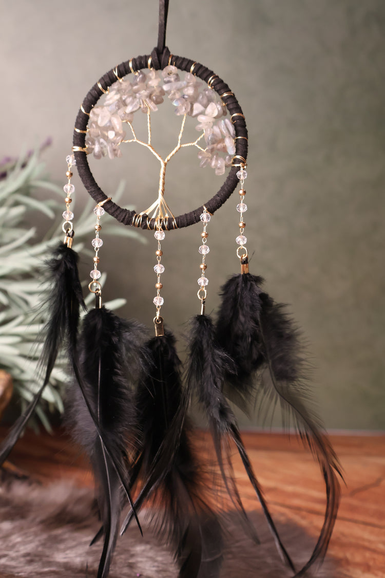 Sun Catcher | Tree of Life Crystal with Feathers