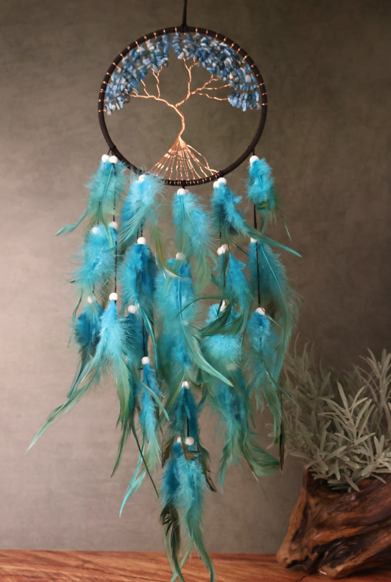 Tree of Life Crystal & Feather Dream Catcher
