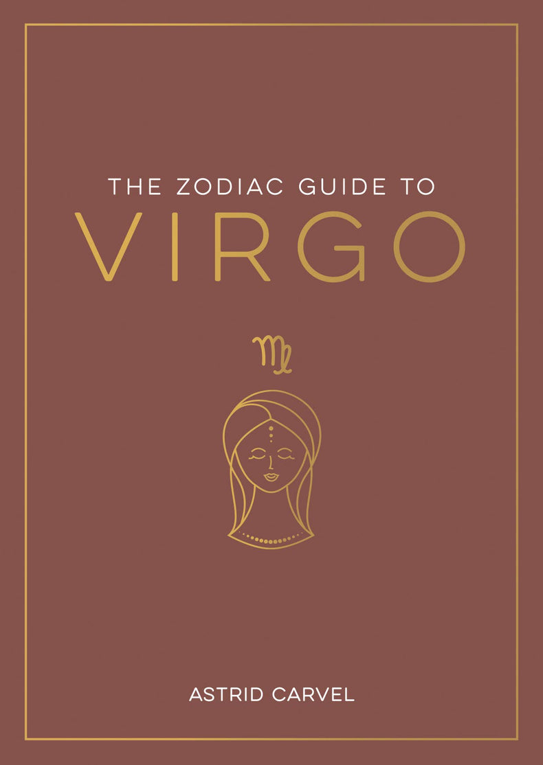 Zodiac Guide to Virgo book cover with gold Virgo symbol and minimalist female illustration