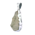 Rough crystal pendant with silver setting and engraved spiritual symbols