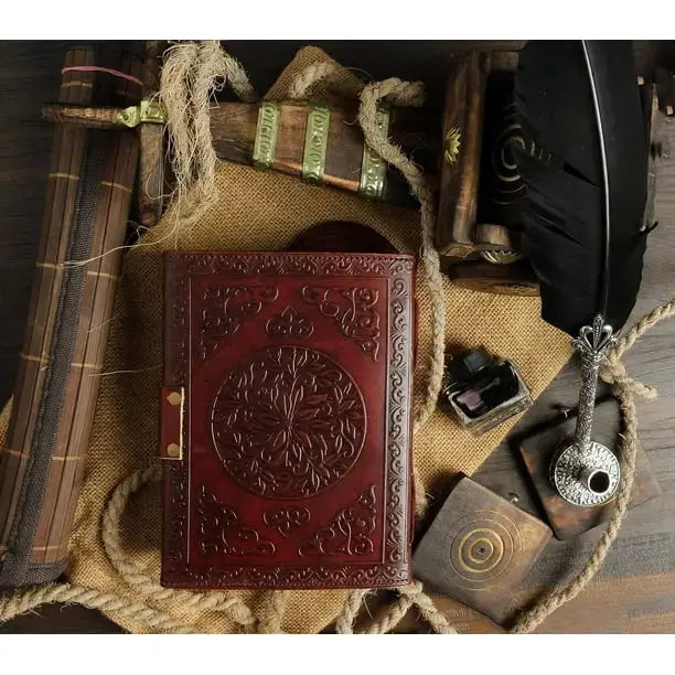 Handmade Moon Leather with Stone (7x5 inches) Brown: Deckle Page / 7 x 5 Inch / Unlined