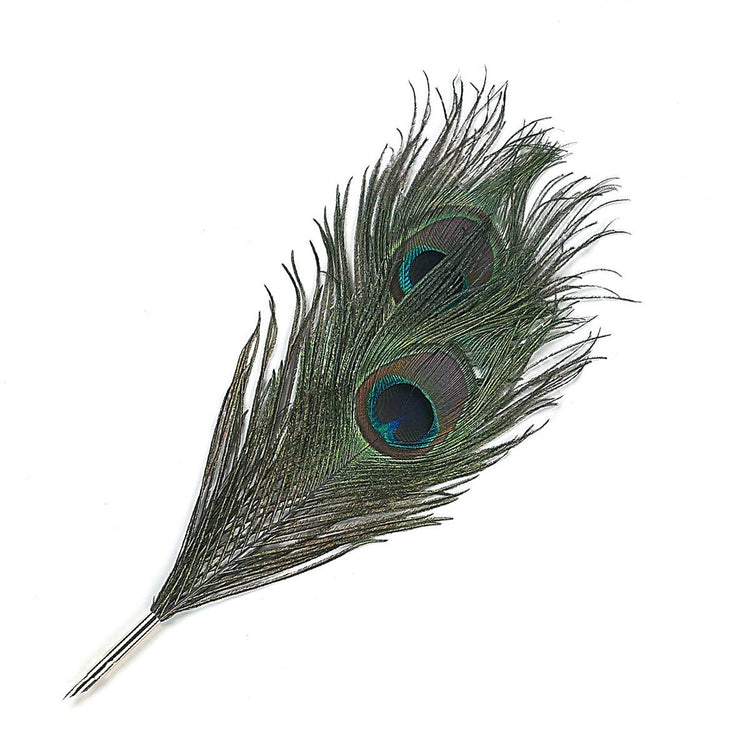 Genuine Peacock Quill Pen-Nib and Ballpoint-Bulk: Natural-Nib Pen / PVC Retail Hang Pack