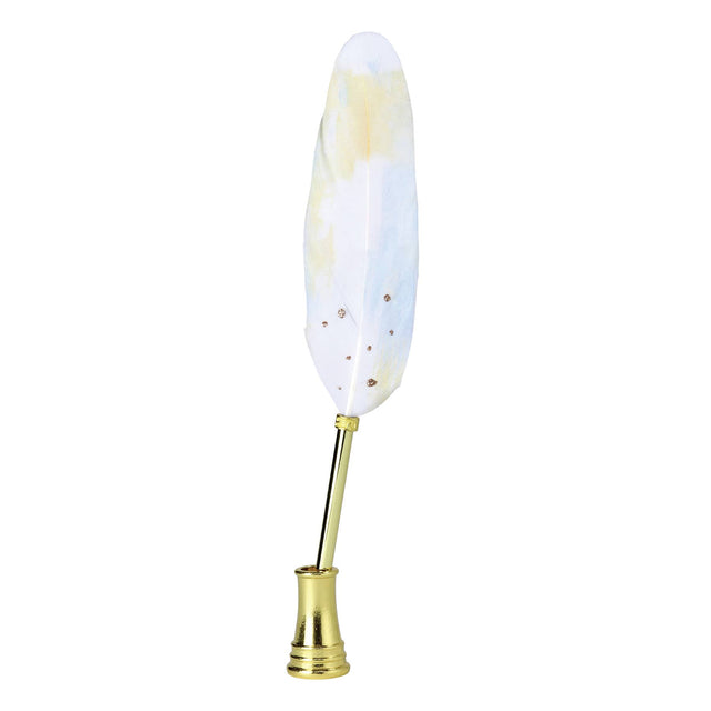 Quill Ballpoint Pen & Stand: Yellow Sparkling