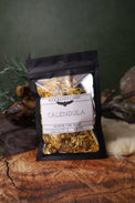 Calendula dried herb in a 1/2 oz Wild Raven's Nest bag, Honor the Dead