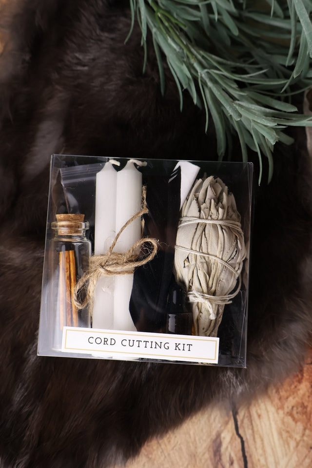 Cord Cutting ritual kit with candles, sage and herbs