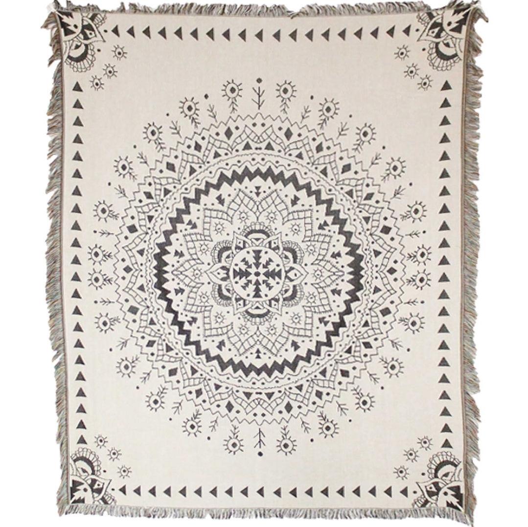 Cotton Heavy Beach Throw w/ Fringe - Mandala (Each) - Wild Raven
