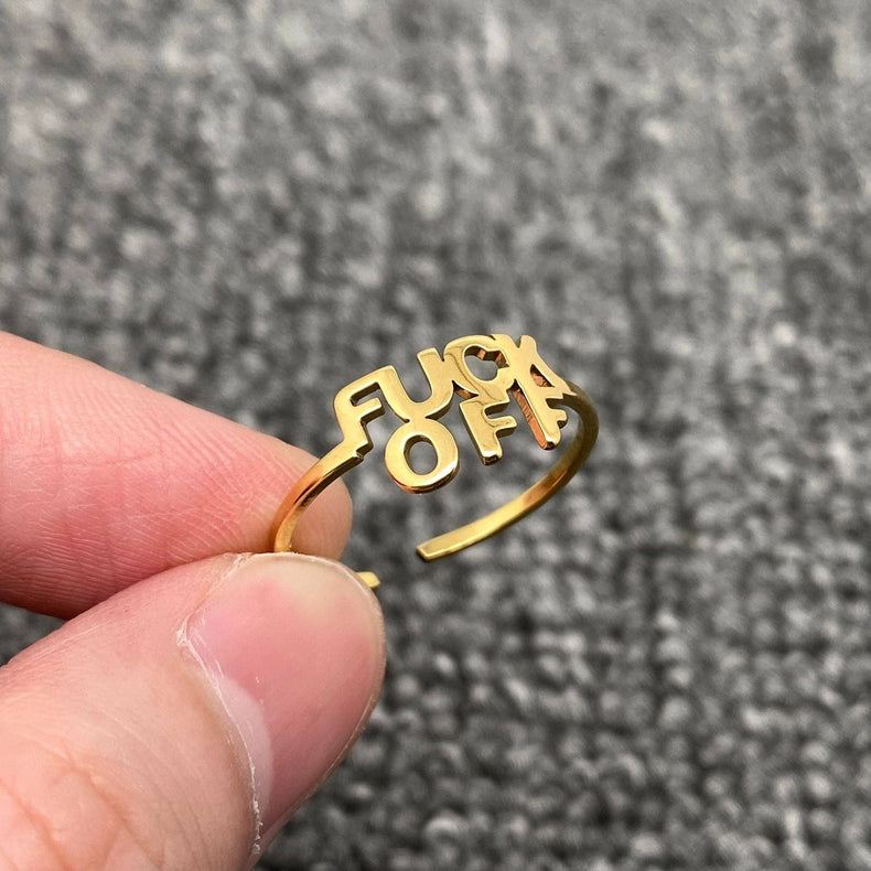 Stainless Steel 'FUCK OFF' Gold Plated