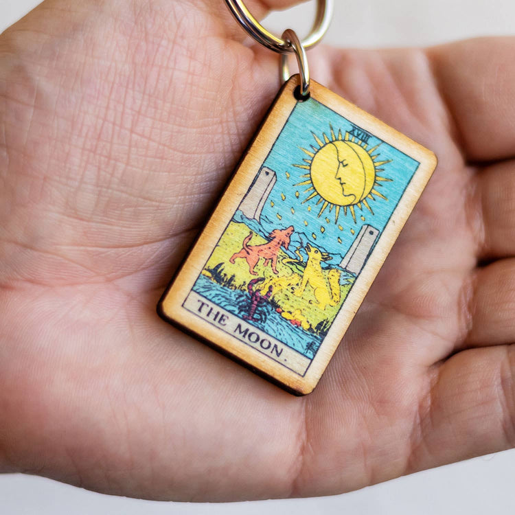 Tarot - 18 - The Moon Full Color Wooden Keychain