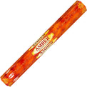 Amber incense sticks box with decorative orange and gold packaging by HEM.