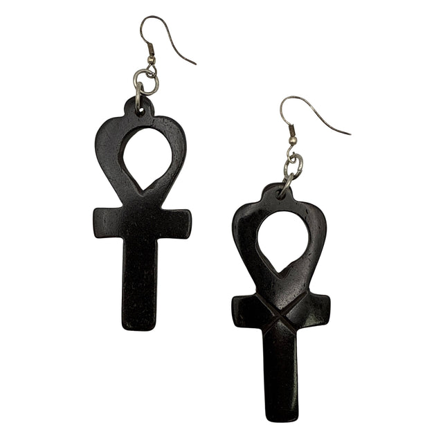 Black ankh earrings for spiritual and metaphysical style