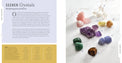 Assorted polished and raw crystals for manifesting goals, displayed on white marble background.