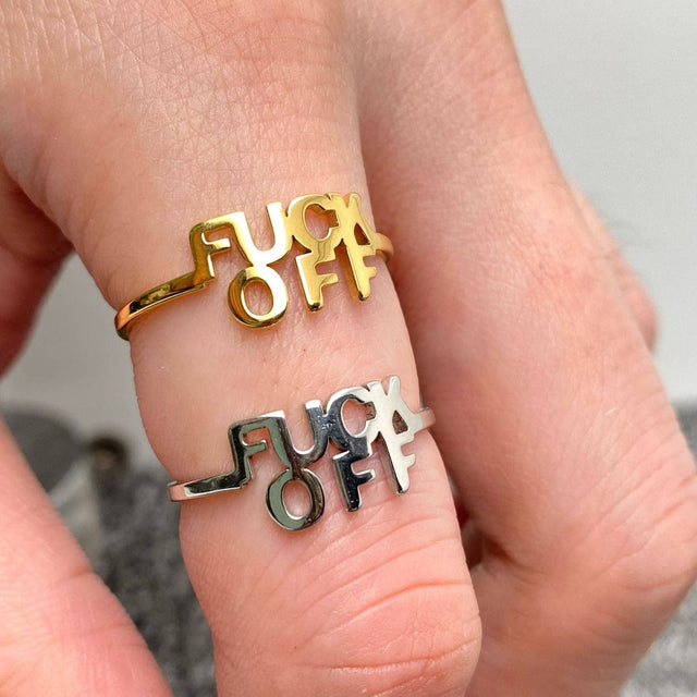Stainless Steel 'FUCK OFF' Gold Plated