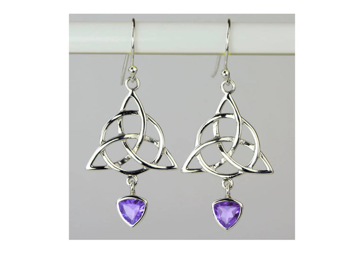 Celtic Trinity Knot Circle of Life Earrings: Peridot