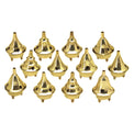 Set of small golden brass incense holders with star cutout design