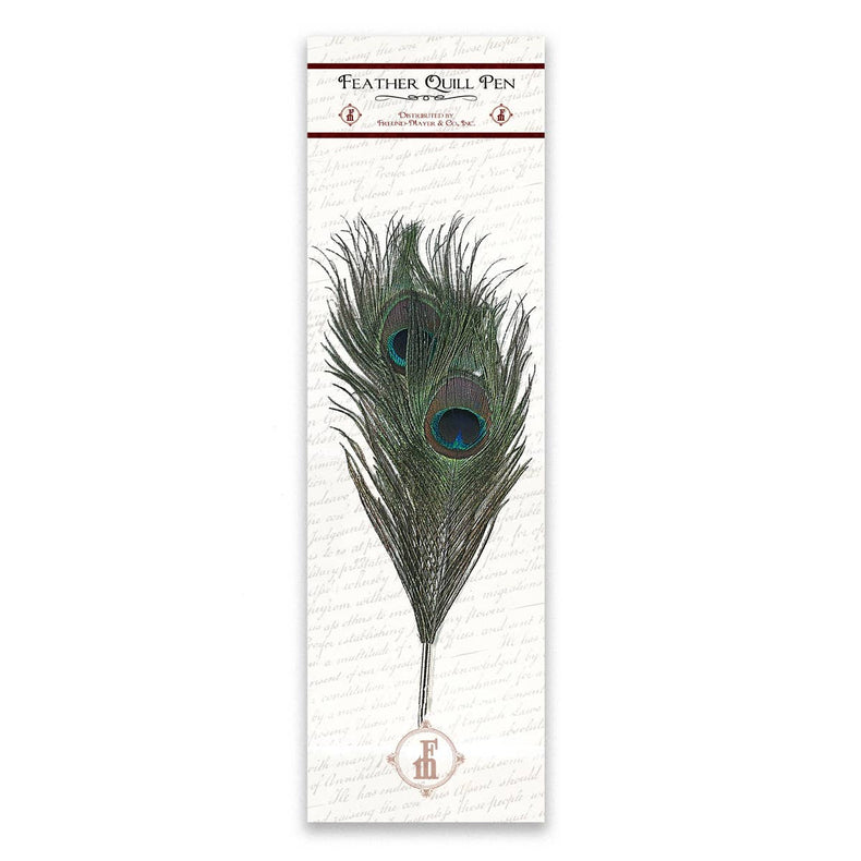 Genuine Peacock Quill Pen-Nib and Ballpoint-Bulk: Natural-Nib Pen / PVC Retail Hang Pack