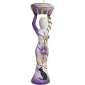 Purple goddess candle holder with celestial designs and black cat, metaphysical decor