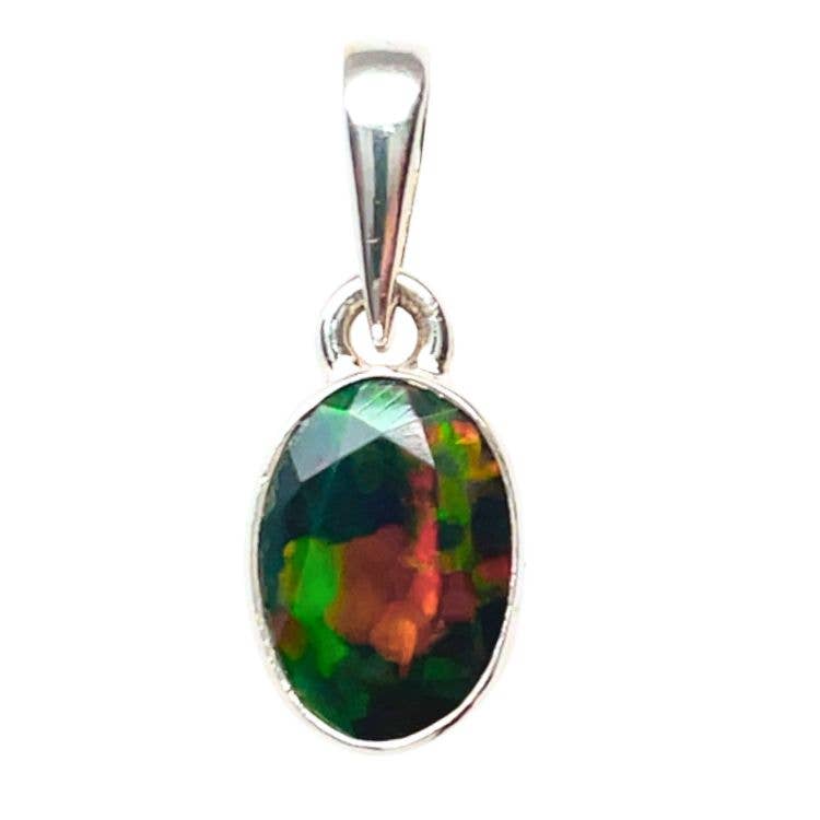 Black Flash Opal Pendant: Oval