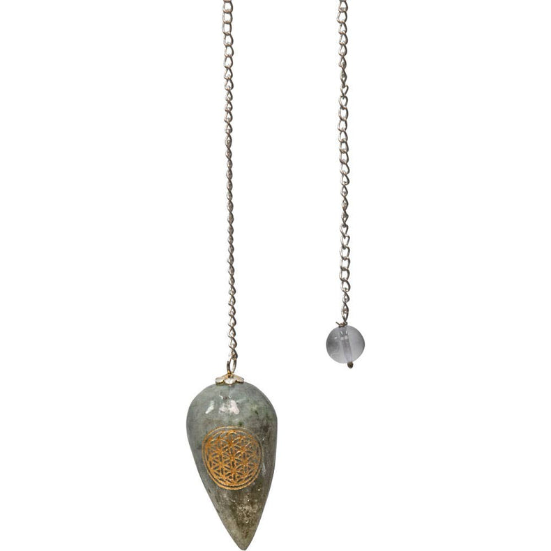 Pendulum w/Flower of Life Curved - Labradorite