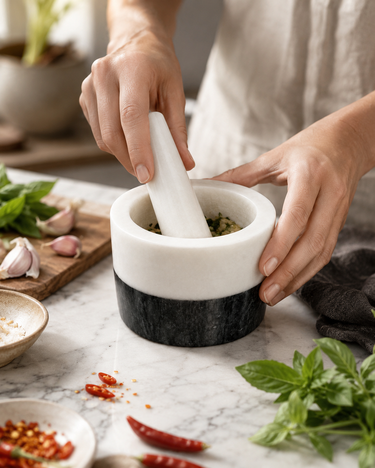 Marble Mortar Pestle 5"