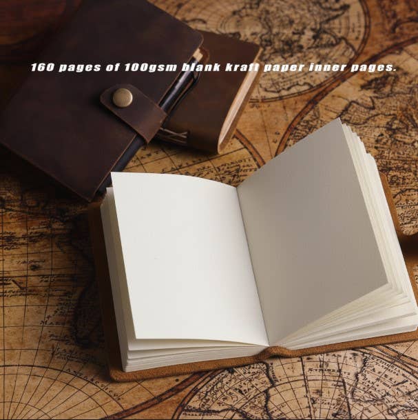 Leather-bound journal with blank kraft pages, perfect for tarot notes or spiritual journaling