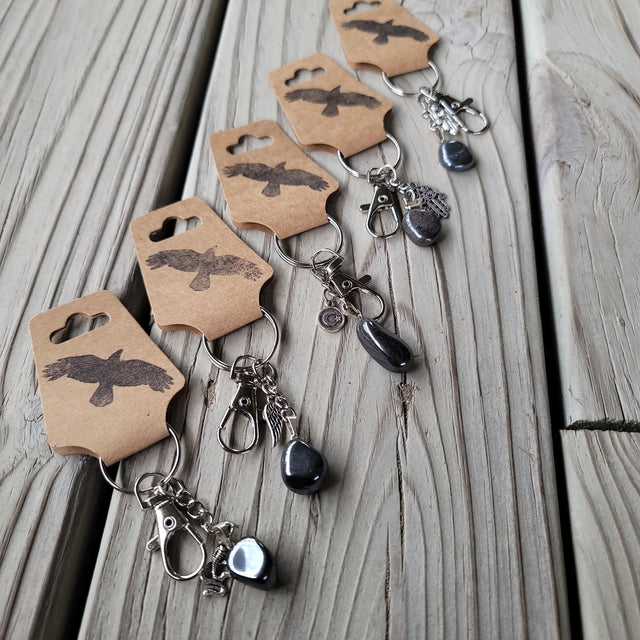 Hematite Keychain - Wild Raven