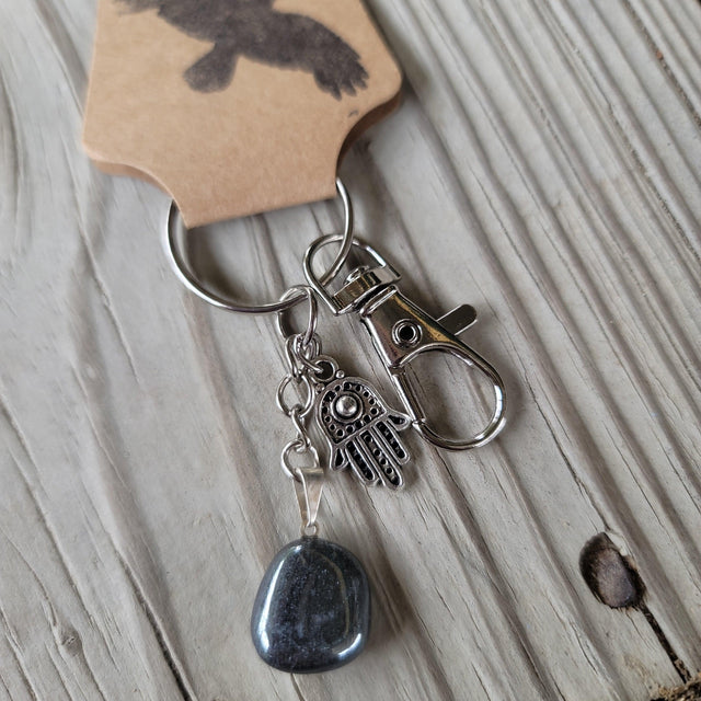 Hematite Keychain - Wild Raven