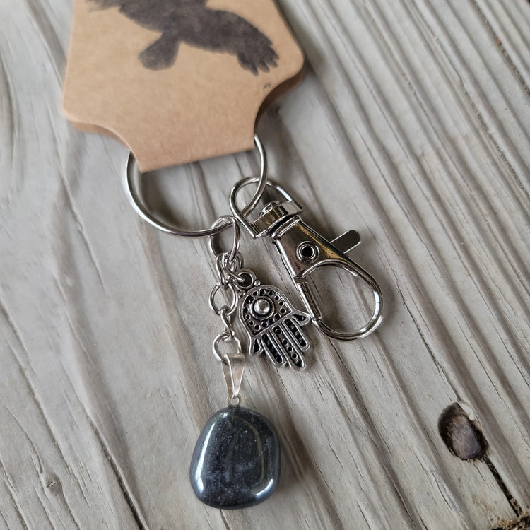 Hematite Keychain - Wild Raven