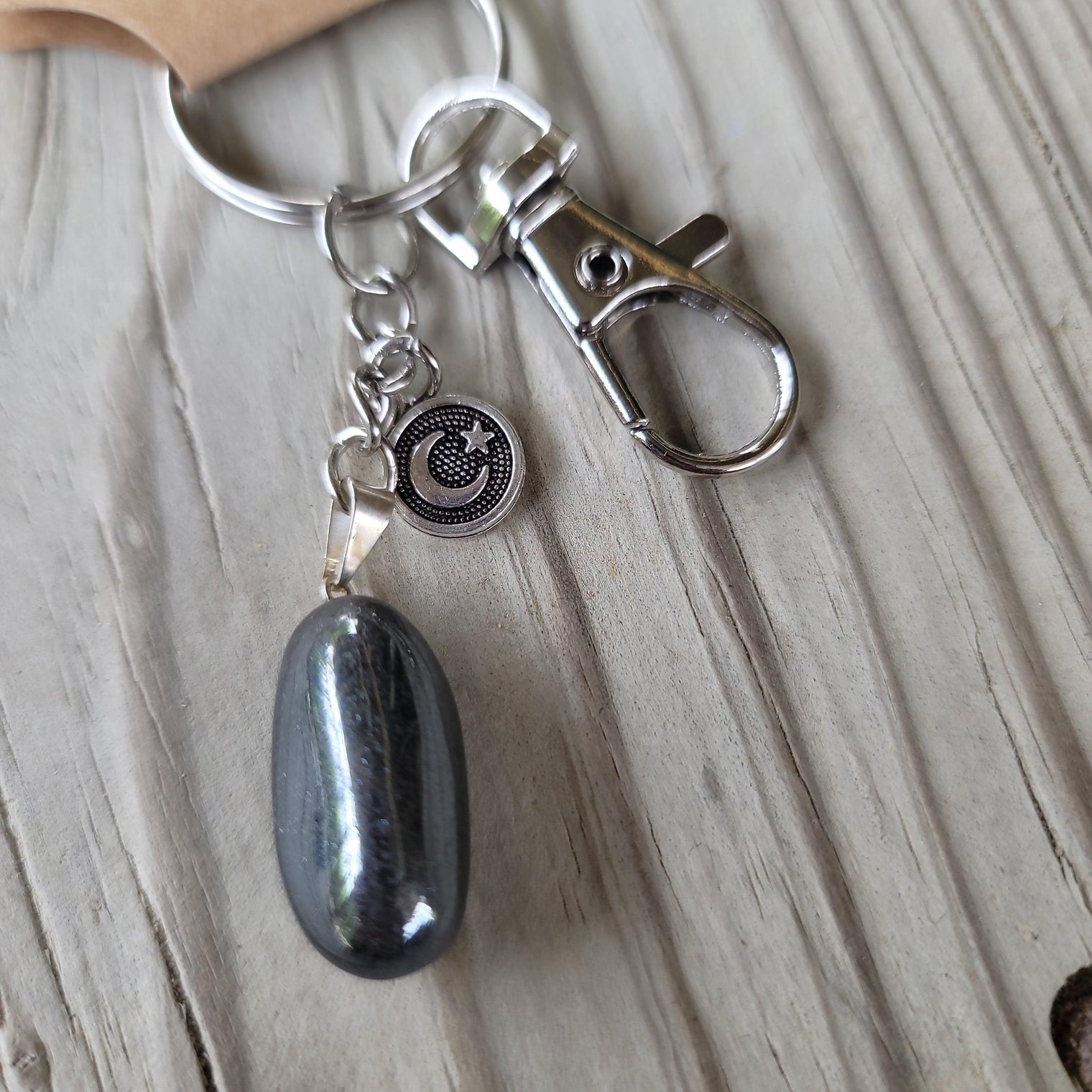 Hematite Keychain - Wild Raven