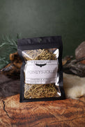 Honeysuckle dried herb in a 1/2 oz Wild Raven's Nest bag, Sweeten & Attract
