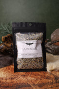 Lavender Buds dried herb in a 1/2 oz Wild Raven's Nest bag, Restore the Balance