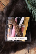 Love Alchemy ritual kit with pink candle, palo santo and rose salt