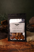 Mojo Wish Beans dried herb in a 1/2 oz Wild Raven's Nest bag, Wishes & Good Luck