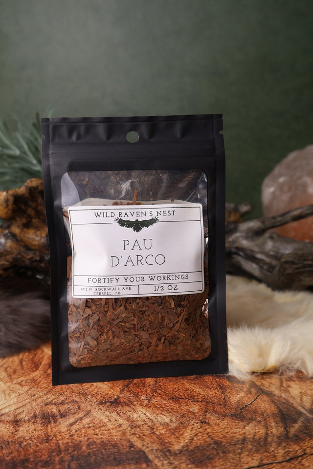 Pau D'Arco dried herb in a 1/2 oz Wild Raven's Nest bag, Fortify Your Workings