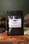 Pu-erh Tea dried herb in a 1/2 oz Wild Raven's Nest bag, Reset After Excess