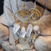 Quartz crystal and mushroom Earrings - Wild Raven
