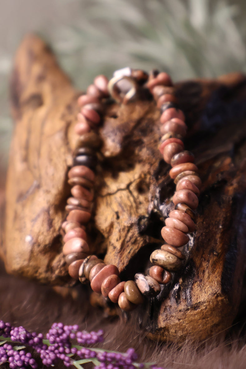 Rhodonite Chip Bracelet | Heart Healing & Emotional Balance