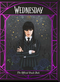 Wednesday Oracle Deck box with gothic illustration, purple accents, and dark flowers