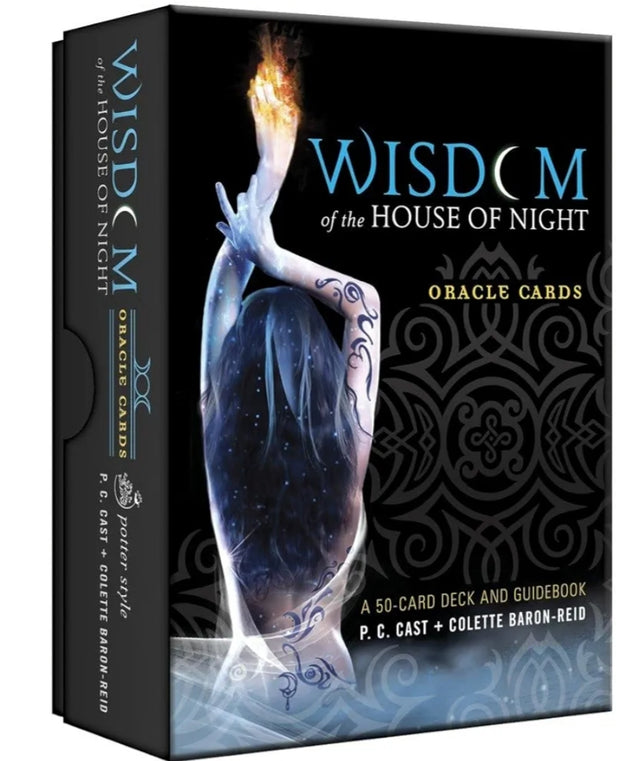 Wisdom of the House of Night oracle cards box, mystical woman, spiritual tarot deck