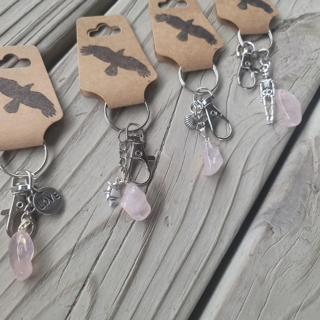Rose quartz Keychain - Wild Raven